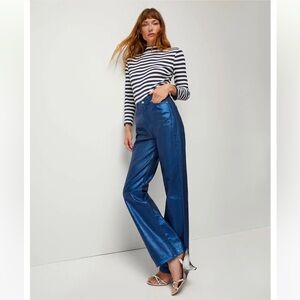 Veronica Beard Dylan Metallic True Navy Jeans